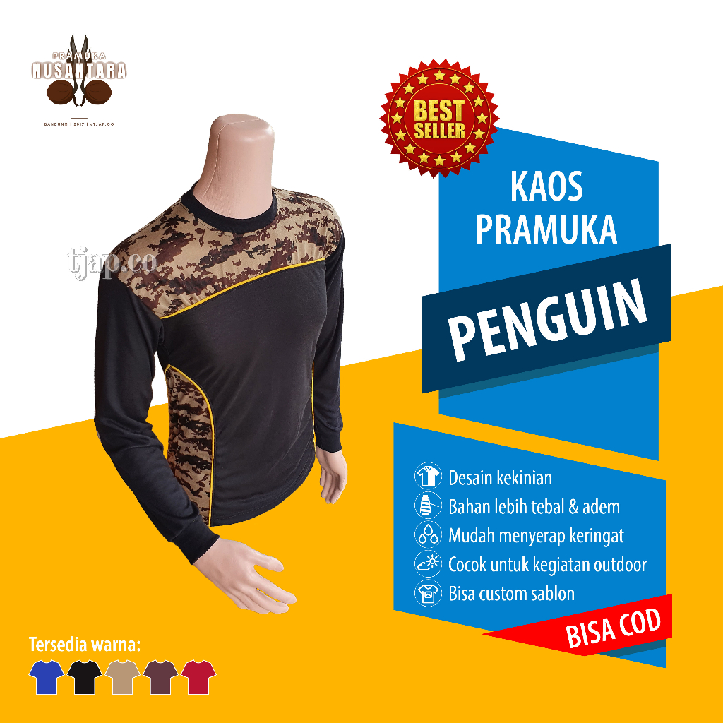 Baju kaos Lapangan Pramuka Pembina Terbaru - Penguin Hitam