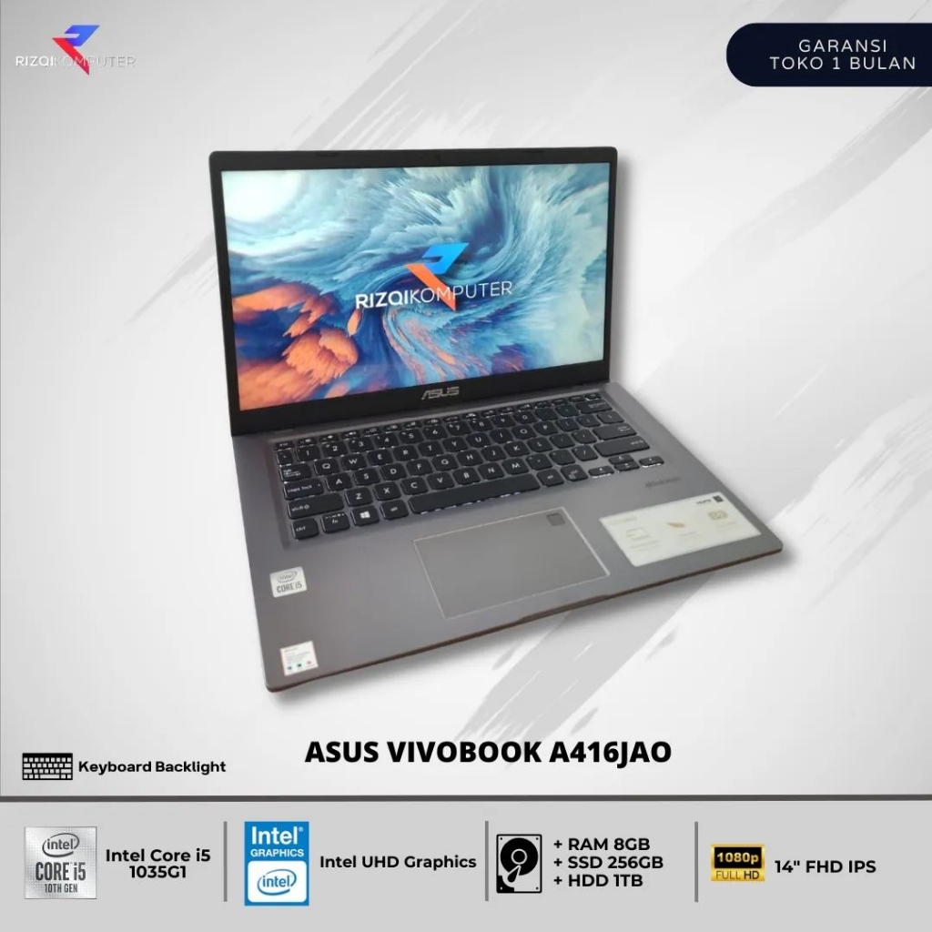 Asus VivoBook A416JAOIntel Core i5-1035G1 Ram 8GB SSD 256GB + Harrdisk 1TB