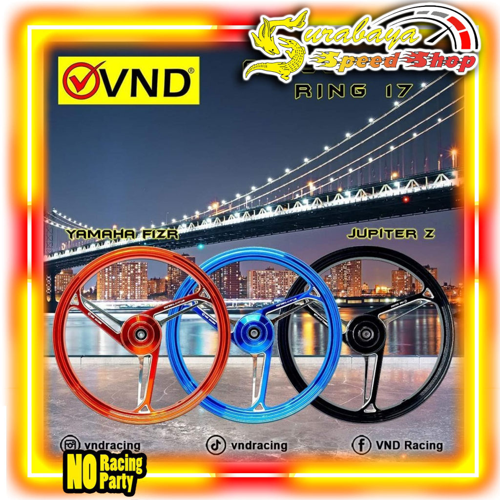 VND Velg Tipe AK 33 Palang 3 Jupiter Z Jupi Mx Old Vega ZR F1ZR Ukuran 140 / 160 Ring 17 Set Depan B