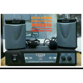 G189 naiwa original 100% aiwa mic wireless jepit dual uhf mik wireles klip clip dobel microphone ker