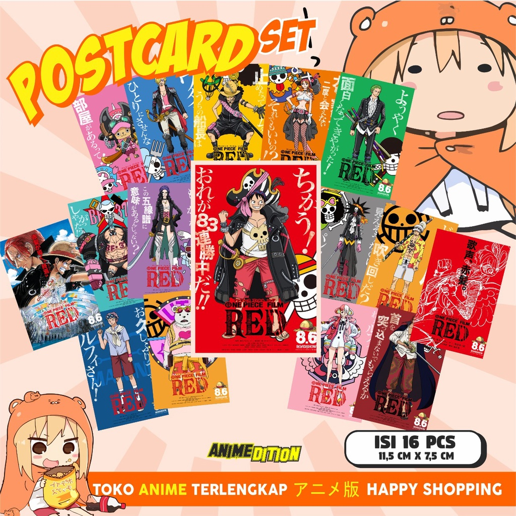 Postcard Set Anime One Piece Luffy Isi16 Hiasan Koleksi Wibu Luffy Zoro