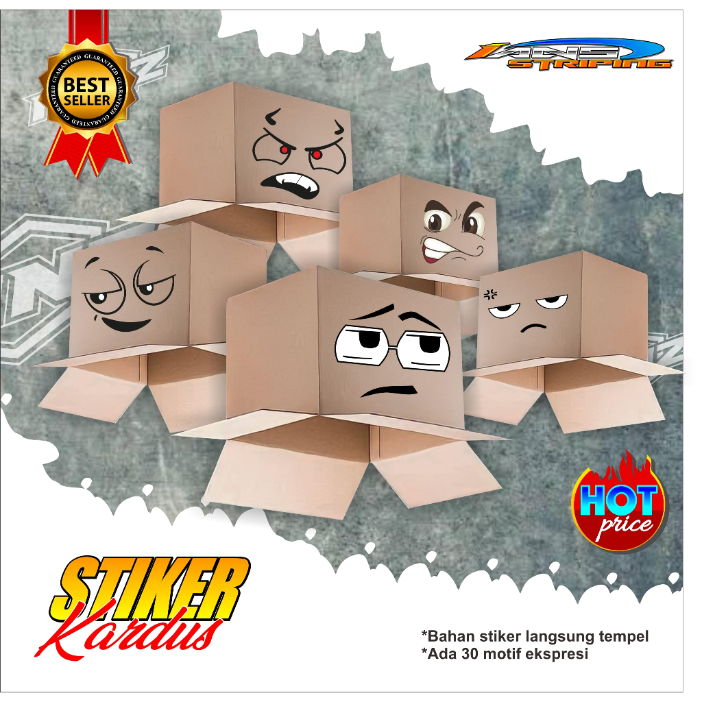 BJ 3047-STIKER KEPALA KARDUS PALING VIRAL VARIASI EMOTICON-STIKER EMOJI KEKINIAN KEPALA KARDUS