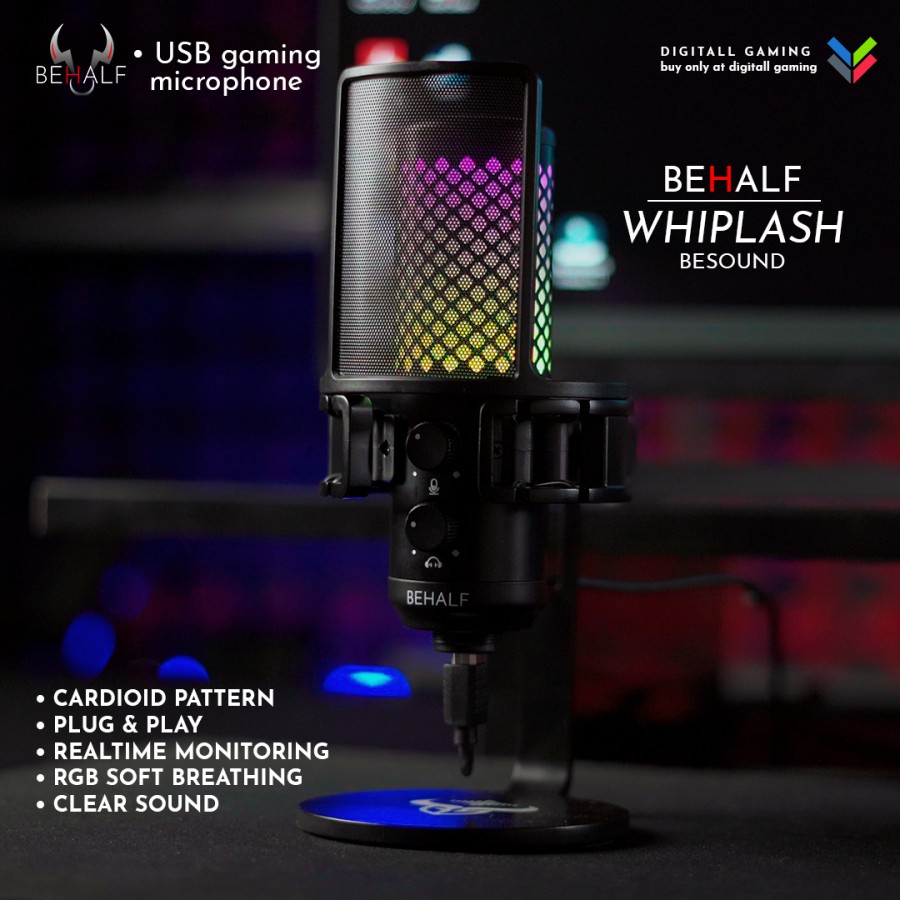 BEHALF WHIPLASH MICROPHONE GAMING / MIC GAMING CONDENSER USB RGB