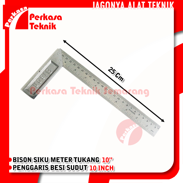 

BISON Siku Meter Tukang 10" Penggaris Besi Sudut 25cm 10 Inch