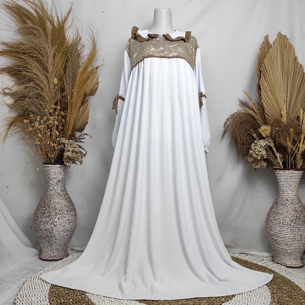 Hera Dress - Gamis Jumbo LD 150cm Renda Brokat Mewah Wanita Muslim Dewasa Bigsize Kondangan Lebaran