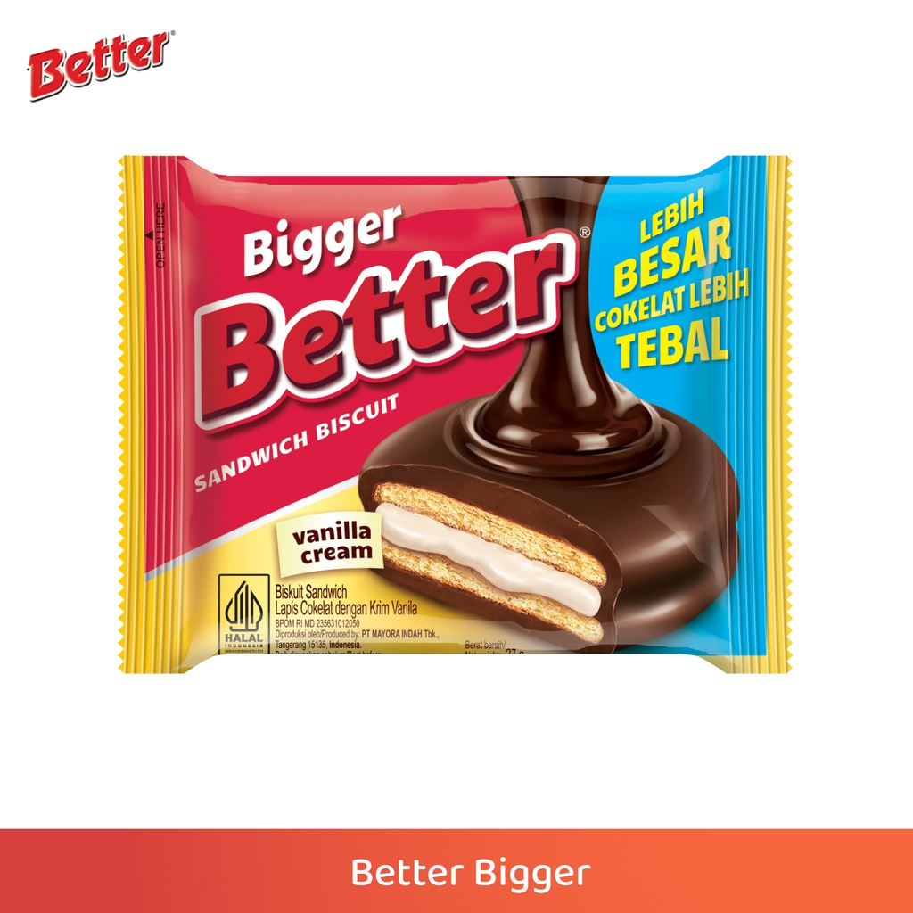 

( Satu Pack isi 10 ) Snack Better Bigger Sandwich Biscuit Vanila Cream Renceng 27gr