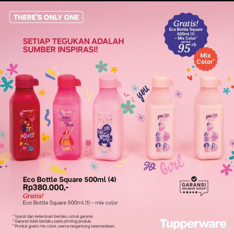 Eco bottle 500 ml square tupperware / botol minum tupperware (4)