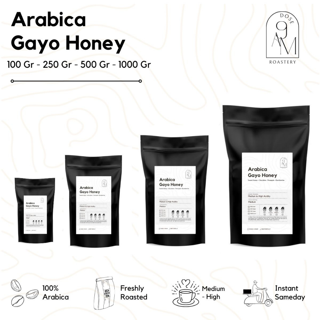 

9am Dose Biji Kopi Arabica Gayo Honey Arabika Single Origin Coffee