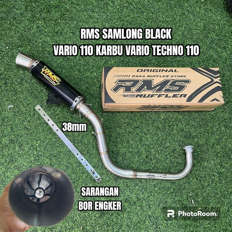 knalpot rms samlong black vario 110 karbu vario techno 110 sarangan bor engker inlet 38mm dan 50mm
