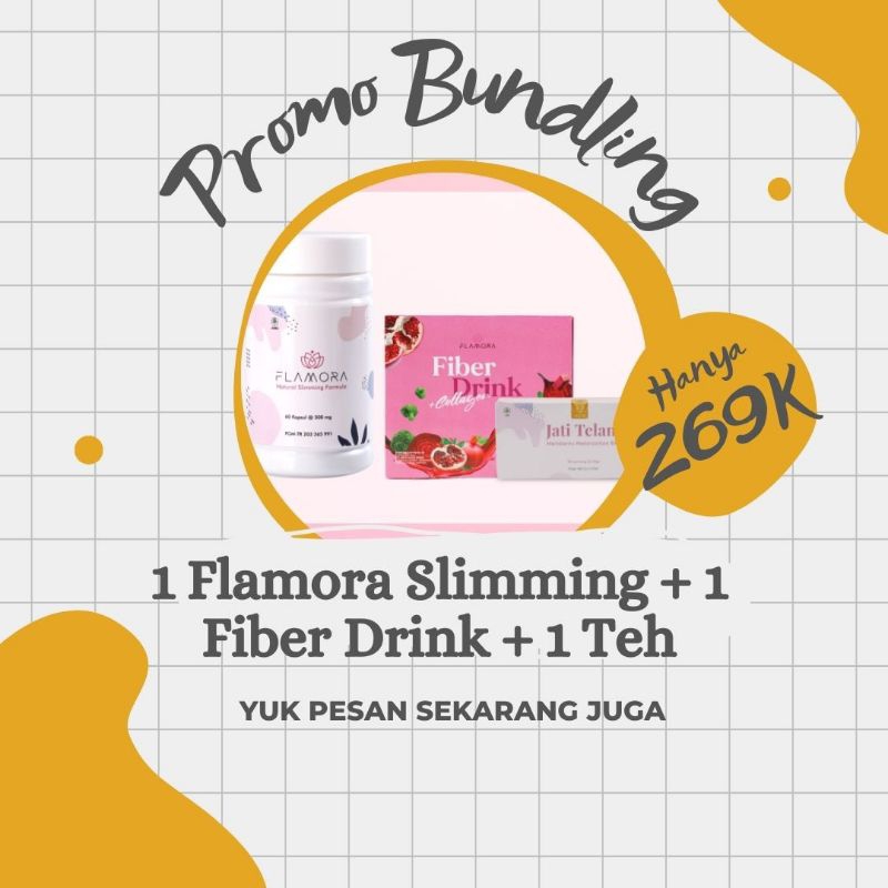 Pelangsing Perut Buncit Wanita Flamora Slimming Paket Bundling 1 Flamora Slimming + 1 Fiber Drink + 
