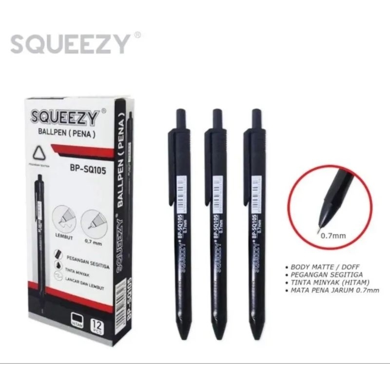 

Ballpoint SQUEEZY 0,7mm Warna Hitam 1 Pak