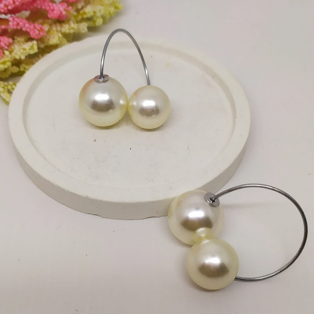 Termurah RING hijab /bros hijab/kolong jilbab/aksesoris hijab-Ring Bulat White