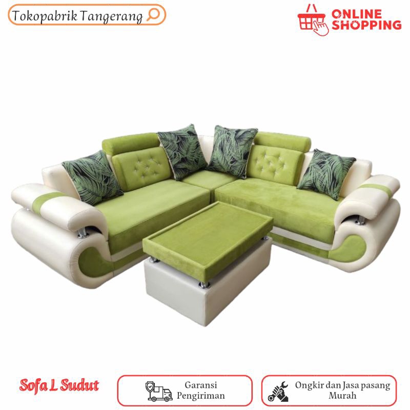 Sofa L Sudut Minimalis / Sofa Tamu L Angsa Modern JABODETABEK Bandung Cimahi Garut Cirebon Pemalang 