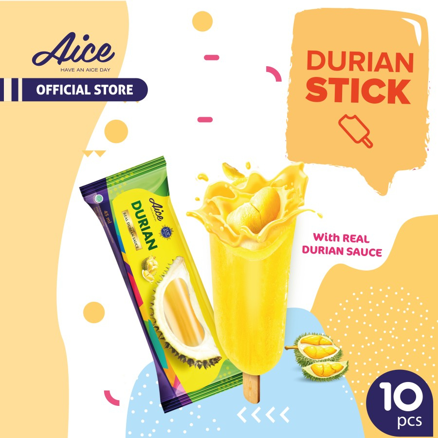 

Aice Ice Cream Durian Stick isi 10 pcs eskrim