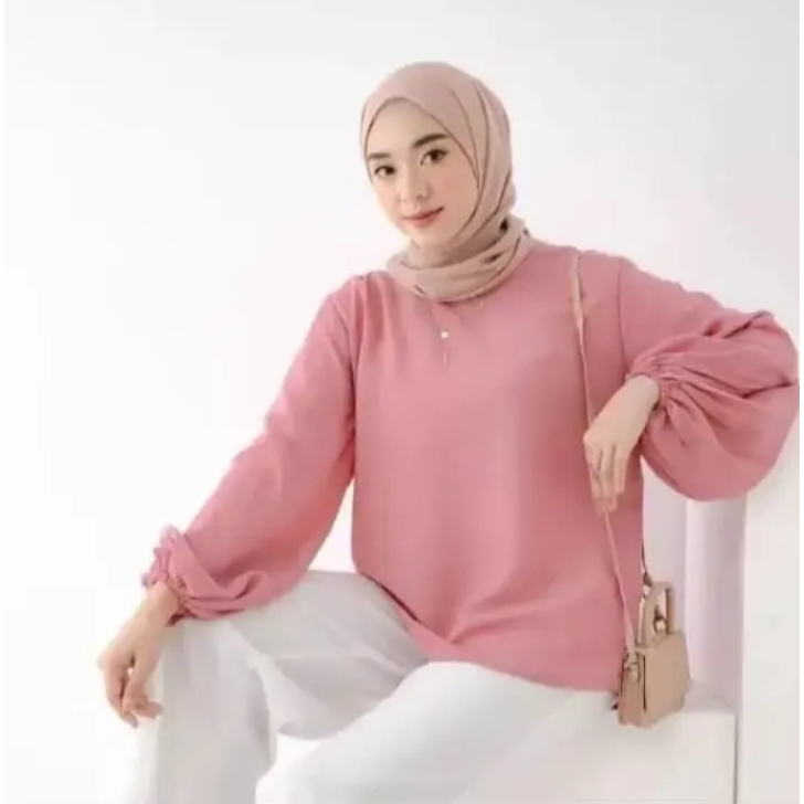 Atasan Wanita Kekinian Simple/Baju Remaja Wanita/Atasan Wanita Lengan Balon Hits