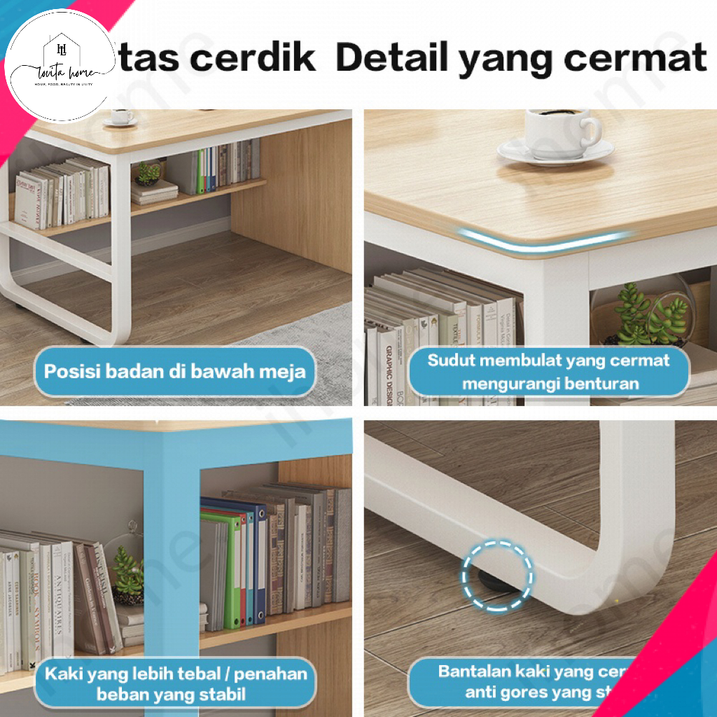 Meja Kantor Luxury Elegan Dengan Laci / Drawer Desk Meja Komputer / Meja Kerja Minimalis / 120cm Meja Belajar / Meja Kantor Dengan Laci