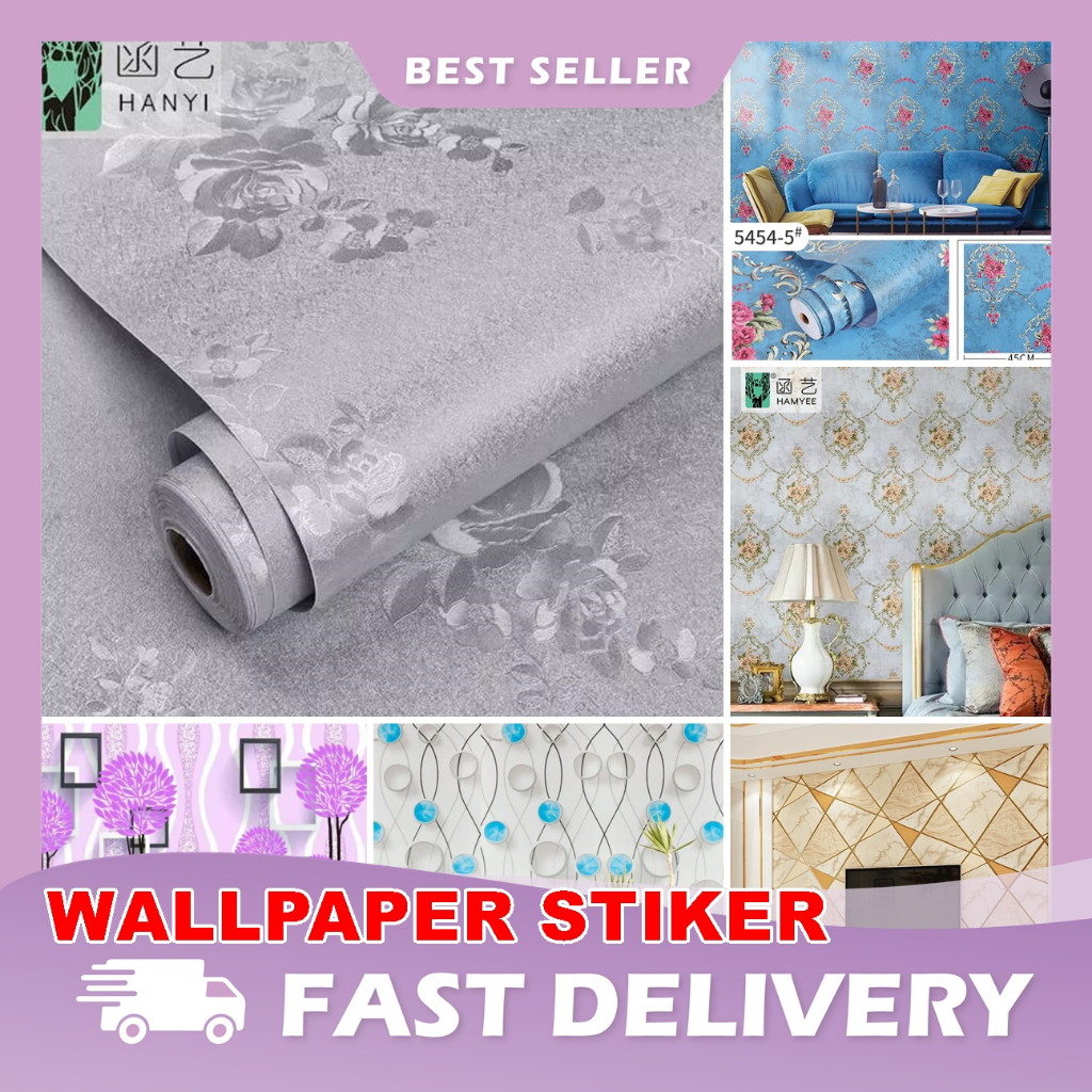 HRY (FreeOngkir) 1 KG 2 ROLL Wallpaper Dinding motif LARIS Elegant / Wallpaper Motif EMBOS Uk 45cm x