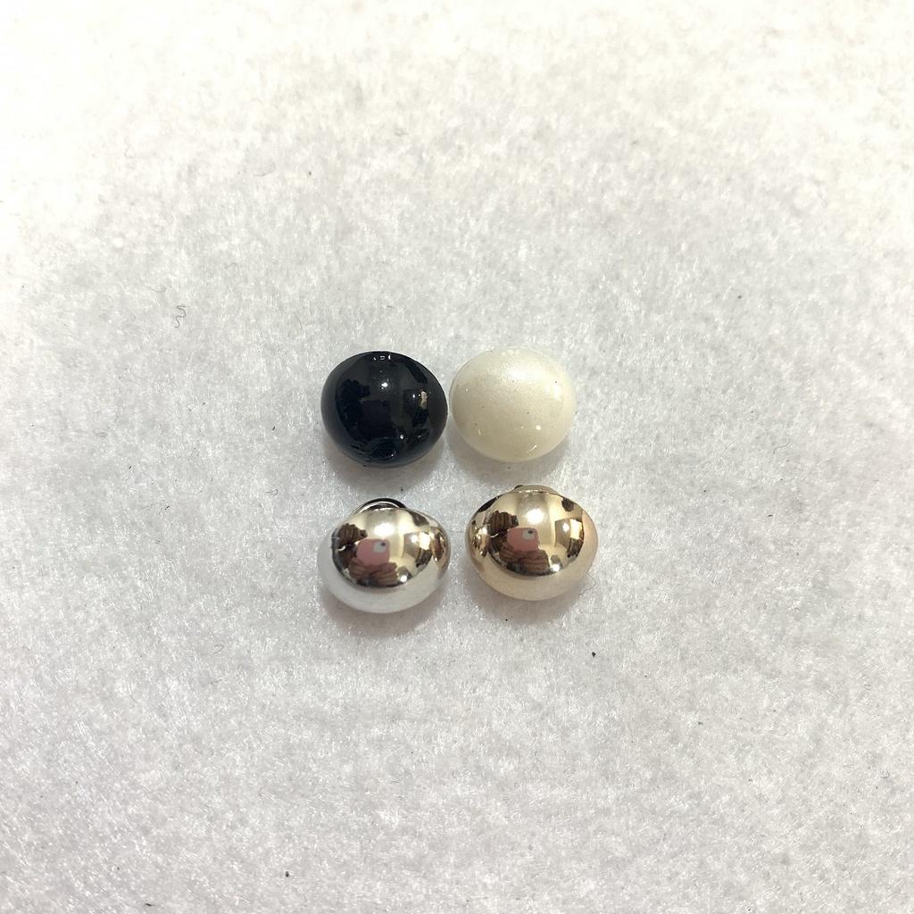 Kancing Jamur Premium 9mm Polos Warna Hitam Silver Gold Perak Emas Hitam Black White Putih Bentuk Mu