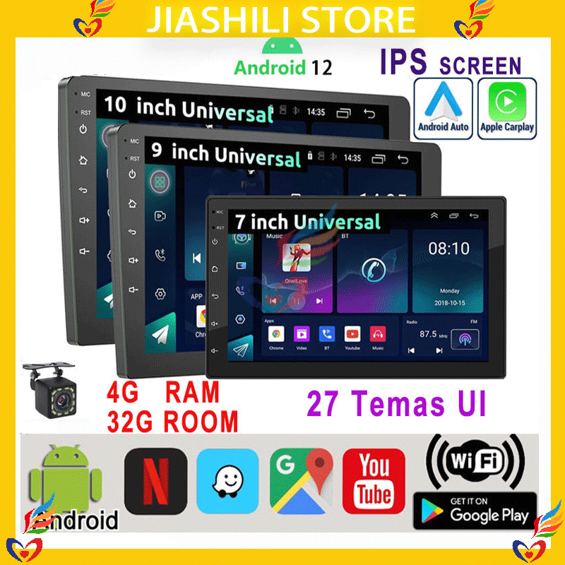 Jiashili  7 Inch Car Navigasi Radio Mobil Navigasi 2GB 4GB RAM 32GB ROM Android 11 Head Unit 2.5D IP