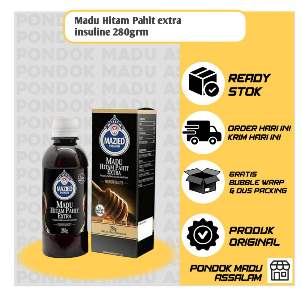 

Madu Hitam Pahit Extra Insuline 280 gram - Mazied