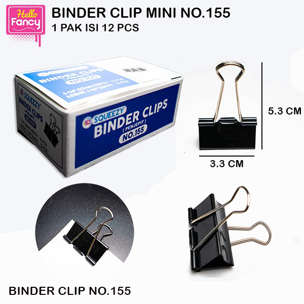 

Binder Clip Squeezy Klip Kertas Penjepit Binder 1 pak isi 12 No.155