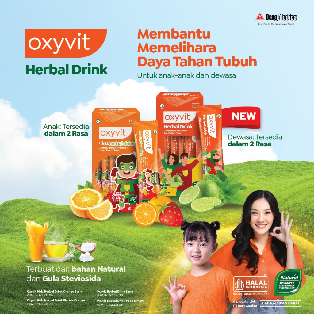 Oxyvit Kidz Herbal Drink Stickpack Rasa Orange Berry untuk Daya Tahan Tubuh Anak Box/5 Sachets
