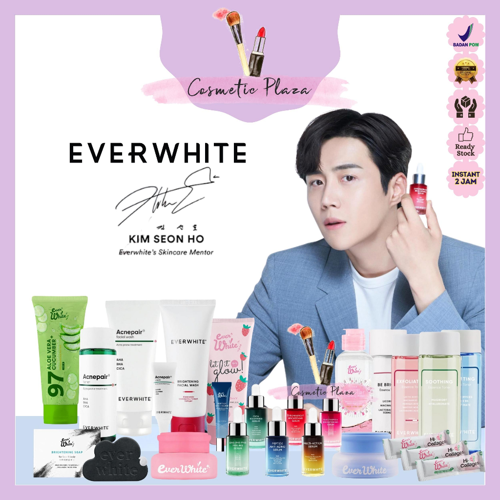 EVERWHITE Brightening Soap Axillary Day Night Cream Acnepair Cleanser Toner Be Bright Exfoliating Hy