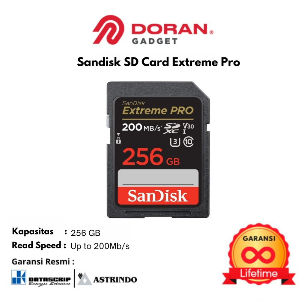 SanDisk SD Card 256GB 256 GB Extreme Pro SDHC SDXC UHS-I CL10 200MBPS | Memory Card | SD Card Sandis