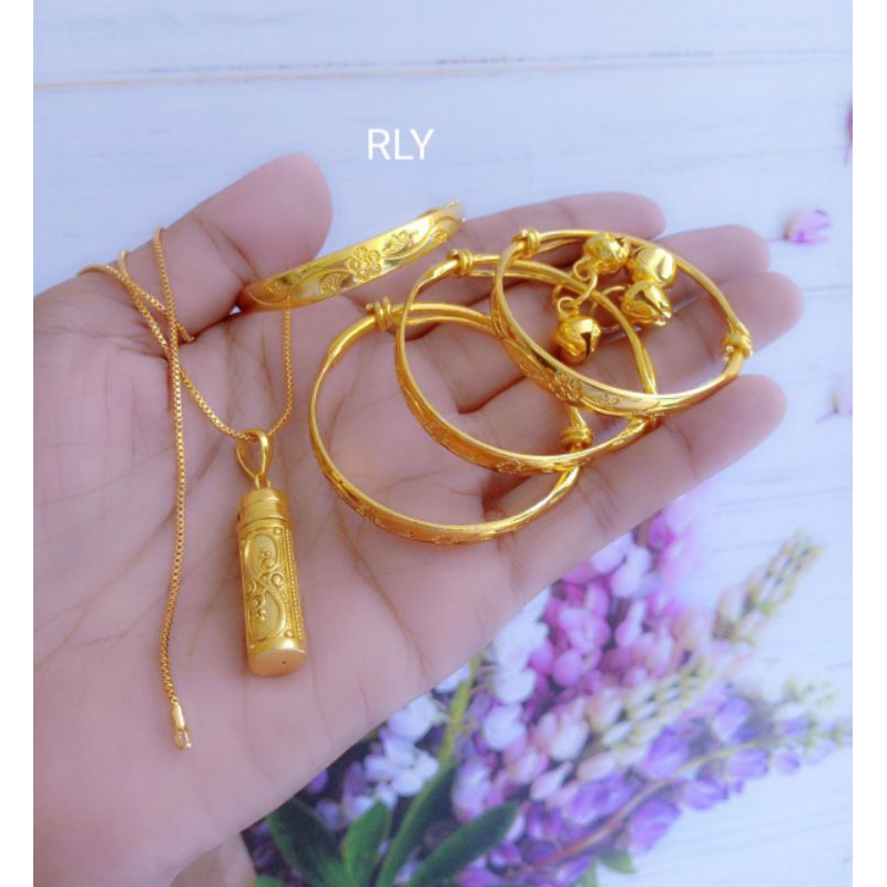 Set bayi 3bulanan Bali lapis emas lengkap dengan cincin