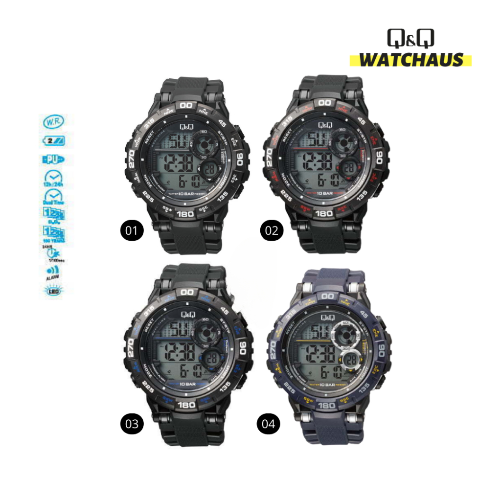 JAM TANGAN PRIA QQ QNQ Q&Q M174 M174J ORIGINAL JEPANG DIGITAL WATER RESISTANT BLACK RESIN/ RUBBER/ K