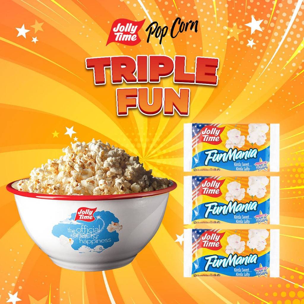 

Jolly Time - Paket Triple Fun (3FM) - Mircowave Popcorn -Live