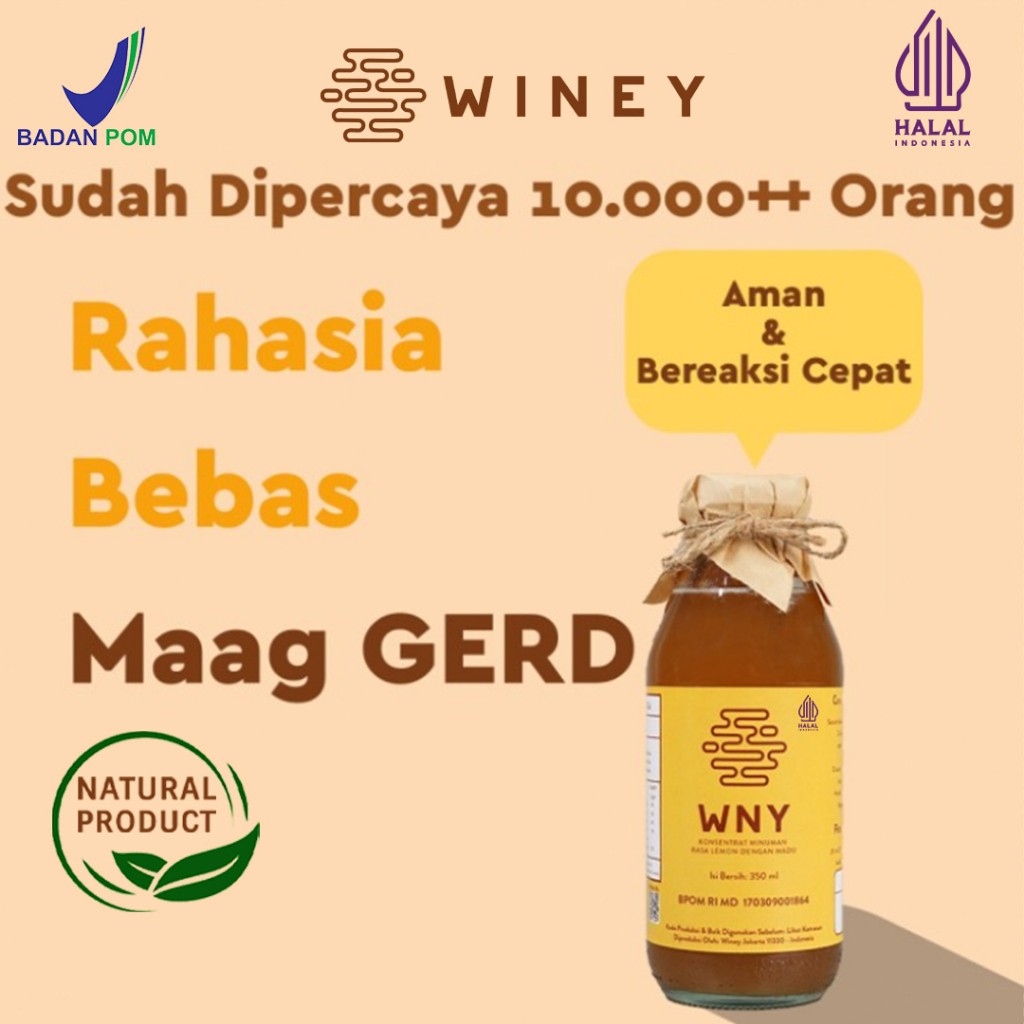 

WNY | MENGATASI GERD, ASAM LAMBUNG | Winey Healthy Drink | BPOM | HALAL | BERGARANSI