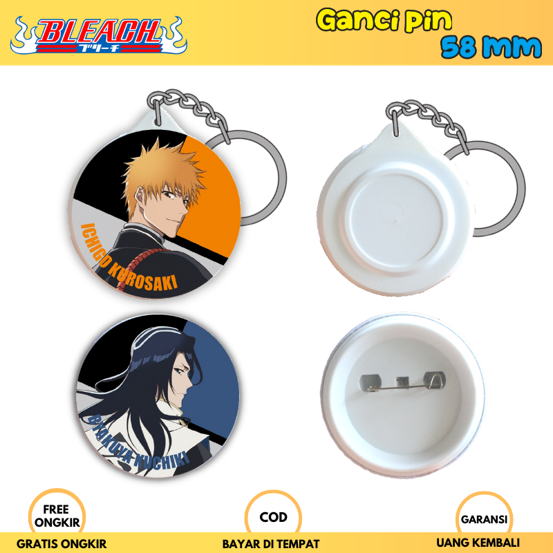 [Bleach] Gantungan kunci & pin ukuran 58mm versi ichigo karakter anime bleach