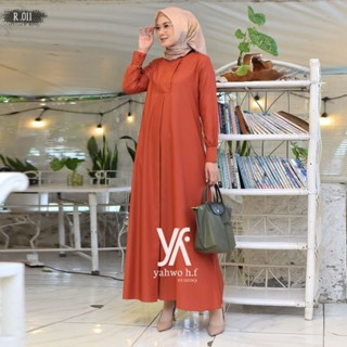 Dress wanita warna Merah bata best seller/gamis yahwo by shidqi R 011/gamis katun toyobo fodu/gamis 