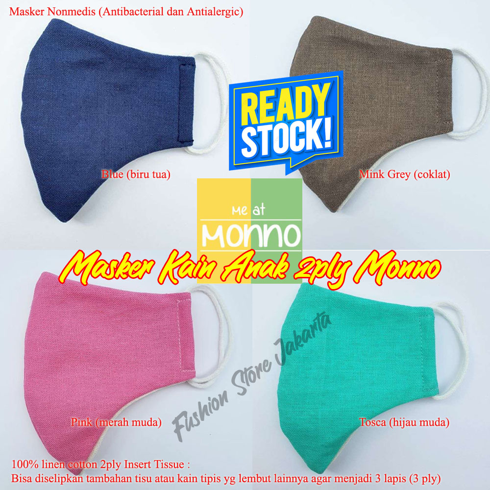 Masker Anak Masker Kain 2 Lapis Model Duckbill Bisa Dicuci / Monno Masker Kain Anak with Insert / Ma