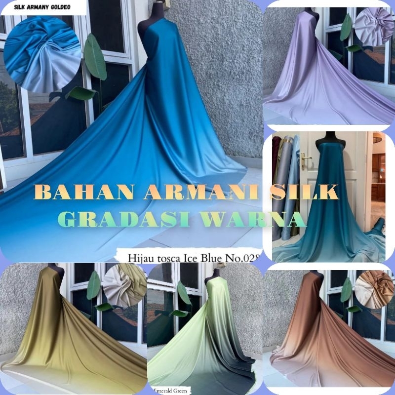 bahan kain satin Armani silk gradasi warna/Armani gradasi/satin gradasi/satin silk gradasi warna lai
