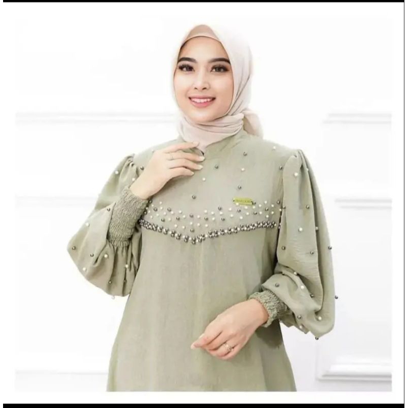 GAMIS KONDANGAN TERBARU 2026 MEWAH KEKINIAN JUMBO FIRLYA DRESS GAMIS MUTIARA WARNA GREEN SAGE BAJU G