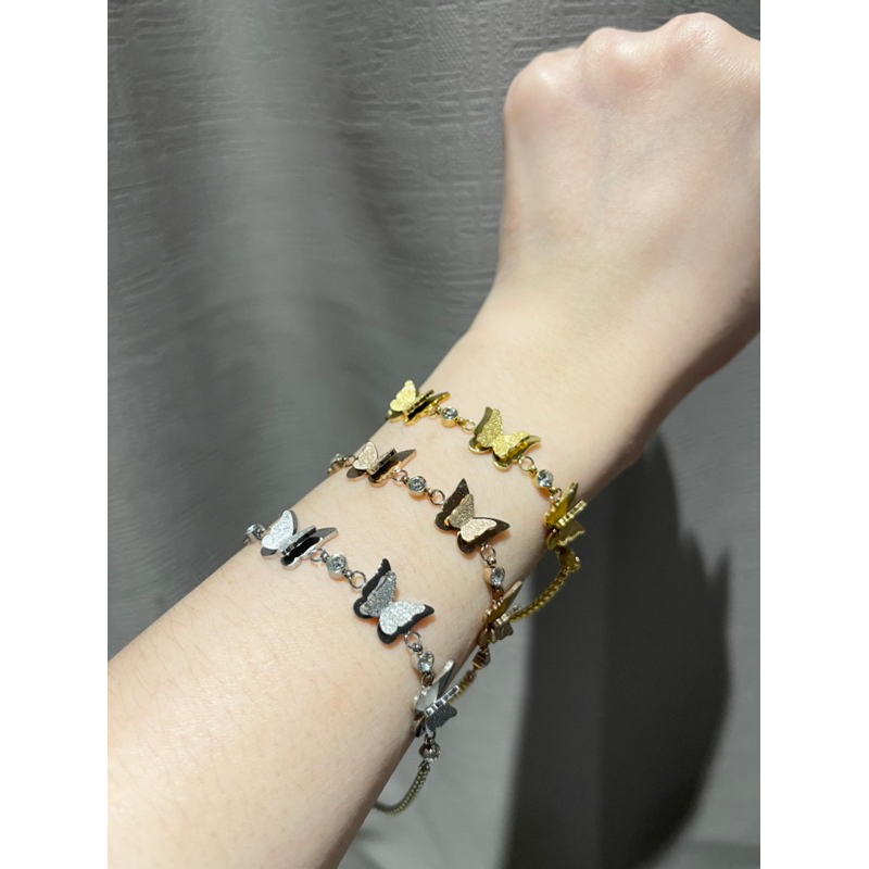 Alana bracelet / gelang serut kupu kupu titanium