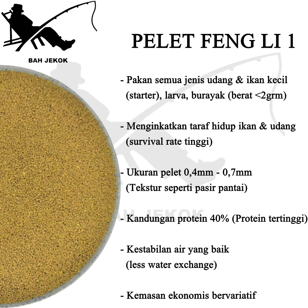 Pelet Feng li 1 Umpan Pakan Ikan &amp; Udang Akuarium Hias Kecil Bibit Burayak Cupang Koi Guppy (50gr)
