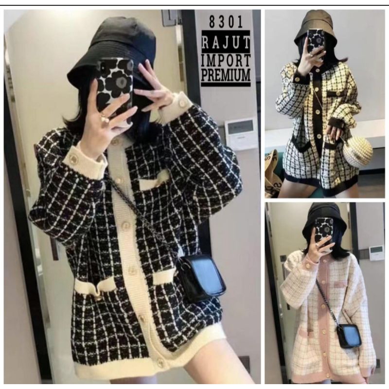 CARDIGAN RAJUT TWEED IMPORT PREMIUM