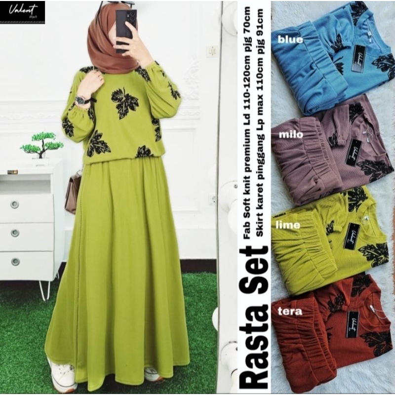 Baju Setelan Wanita Rasta Set Rok Kaos Knit Super Jumbo Bigsize