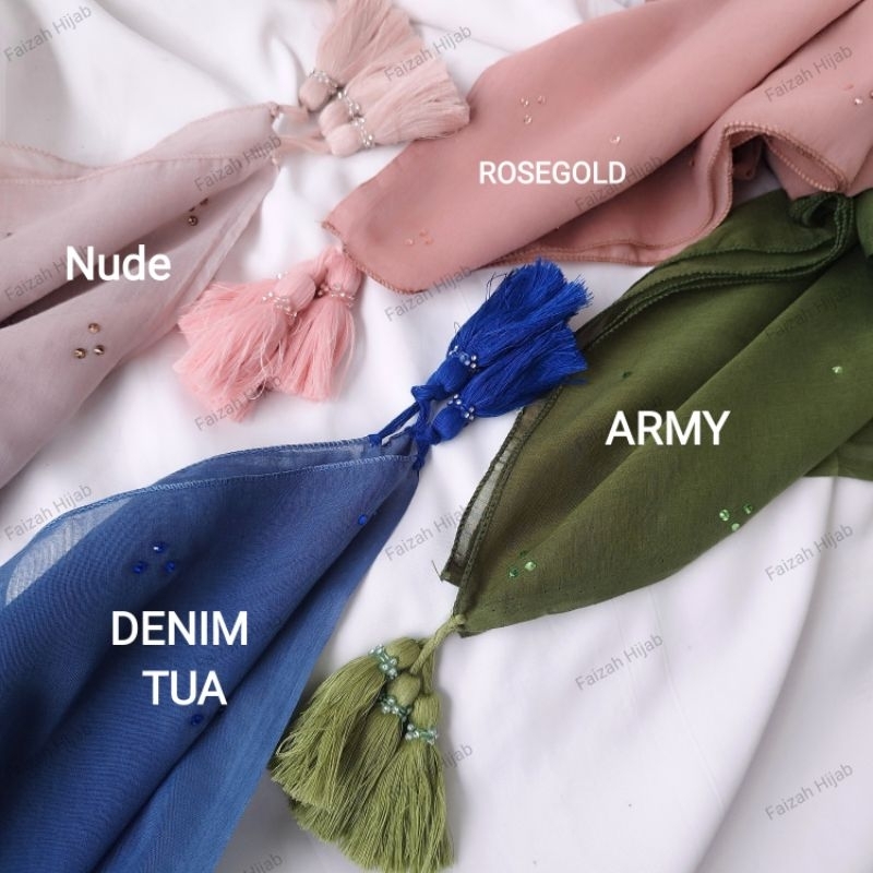 Jilbab Segiempat Paris Tassel Swarovski. Segiempat Tassel   kerudung paris swarovski