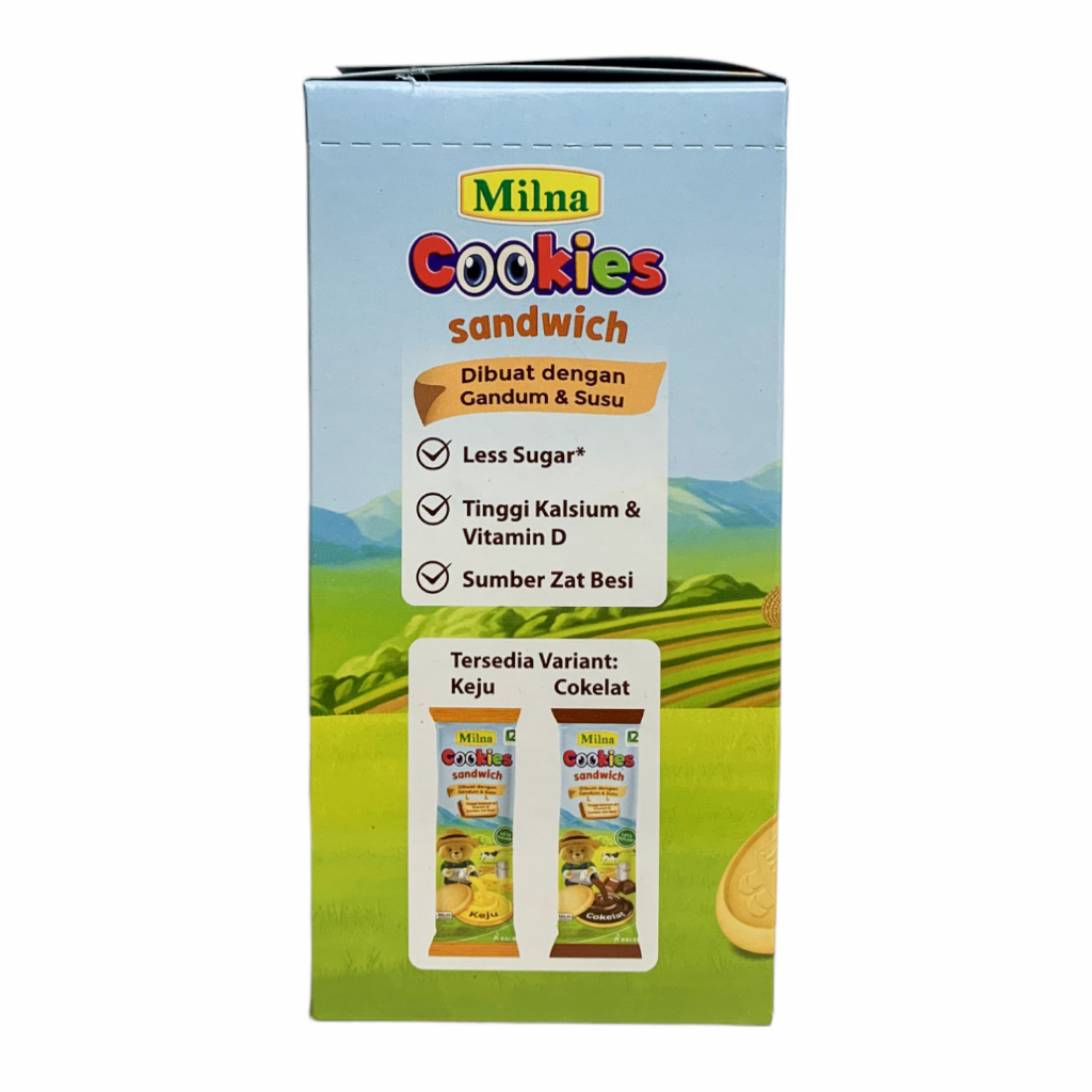 MILNA Cookies Sandwich Biskuit Mpasi Bayi Biskuit Milna 1 tahun Rasa Coklat dan Keju Perbox dan
