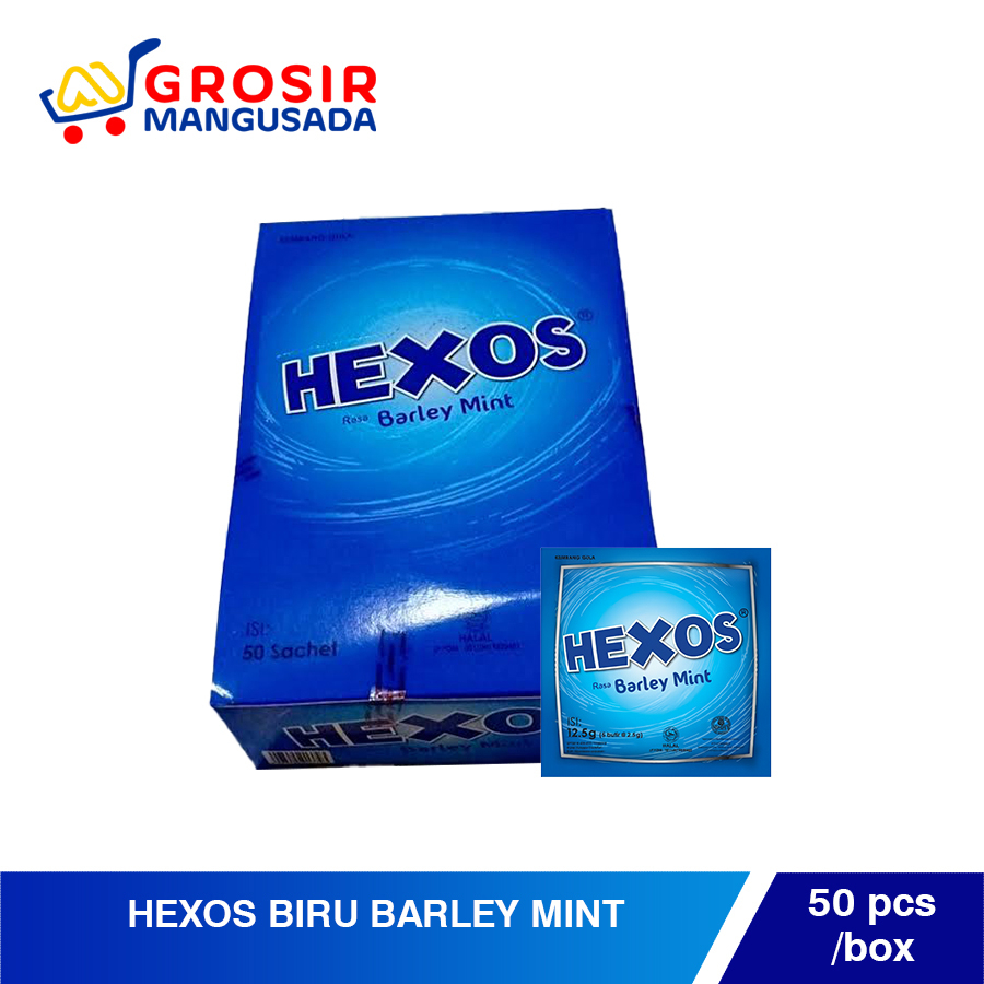 

Hexos Biru Permen Rasa BARLEY MINT GROSIR 1 box 50pcs