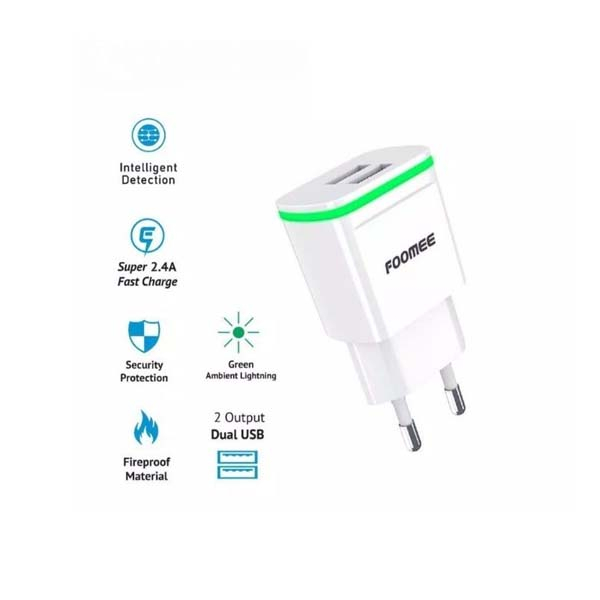 CHARGER DUAL USB OUTPUT FOOMEE CK06