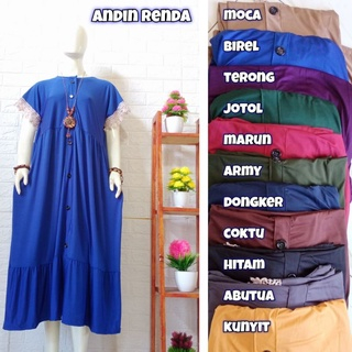 (PAKET ISI 3 PCS) DASTER ARAB RENDA ANDIN KANCING BAHAN JERSY KEKINIAN