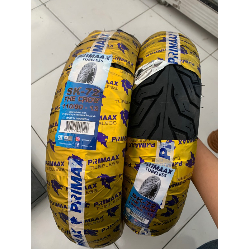 Ban Belakang Scoopy Ring 12 Tubeles Primaax SK 72 Ban Luar 110/90 Ring 12 Tubeles Primaax SK 72