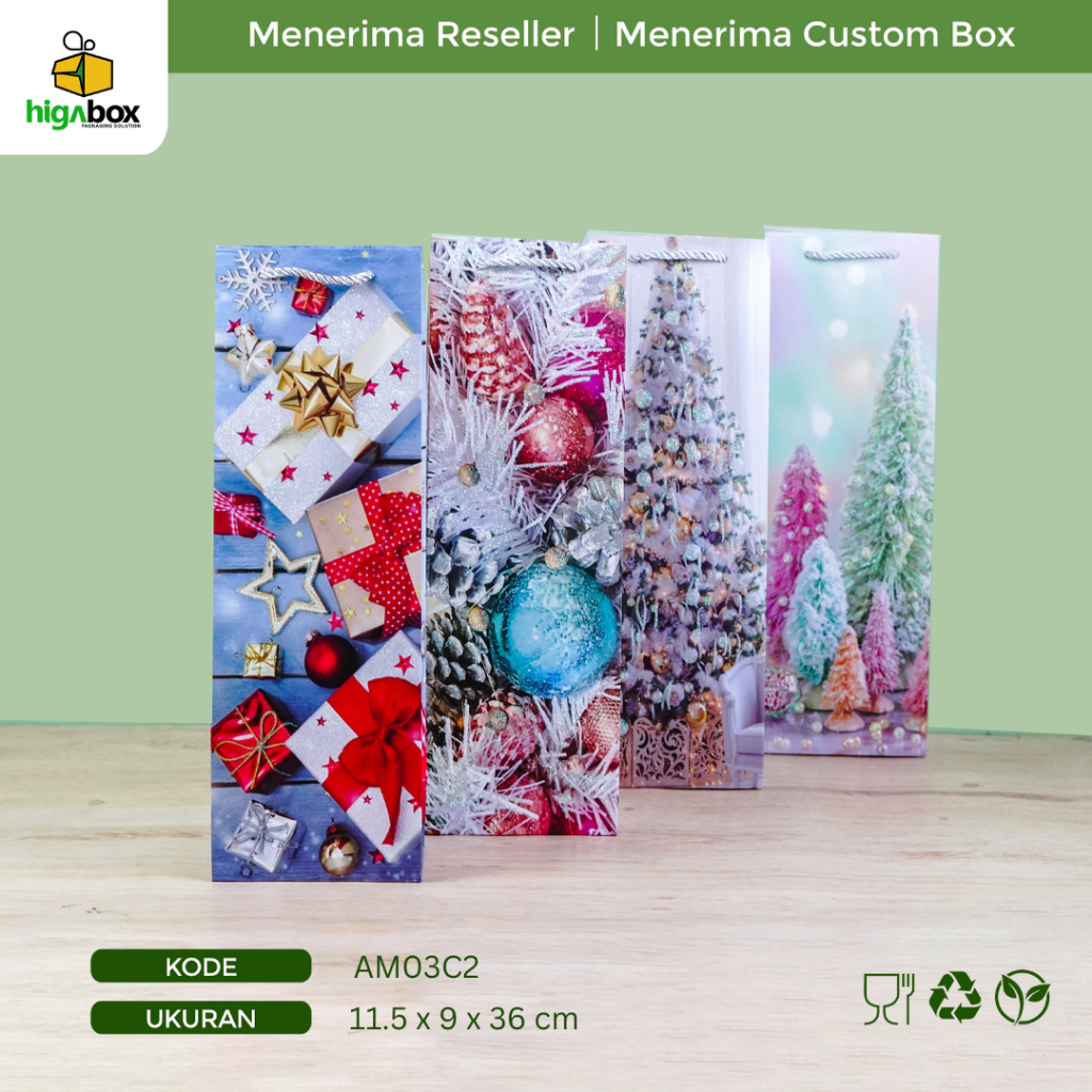 

Paper Bag Natal / Paperbag Christmas / Tas hampers Merry Christmas / Tas Hadiah Christmas / Paper bag botol wine tumbler air minum | AM03C2