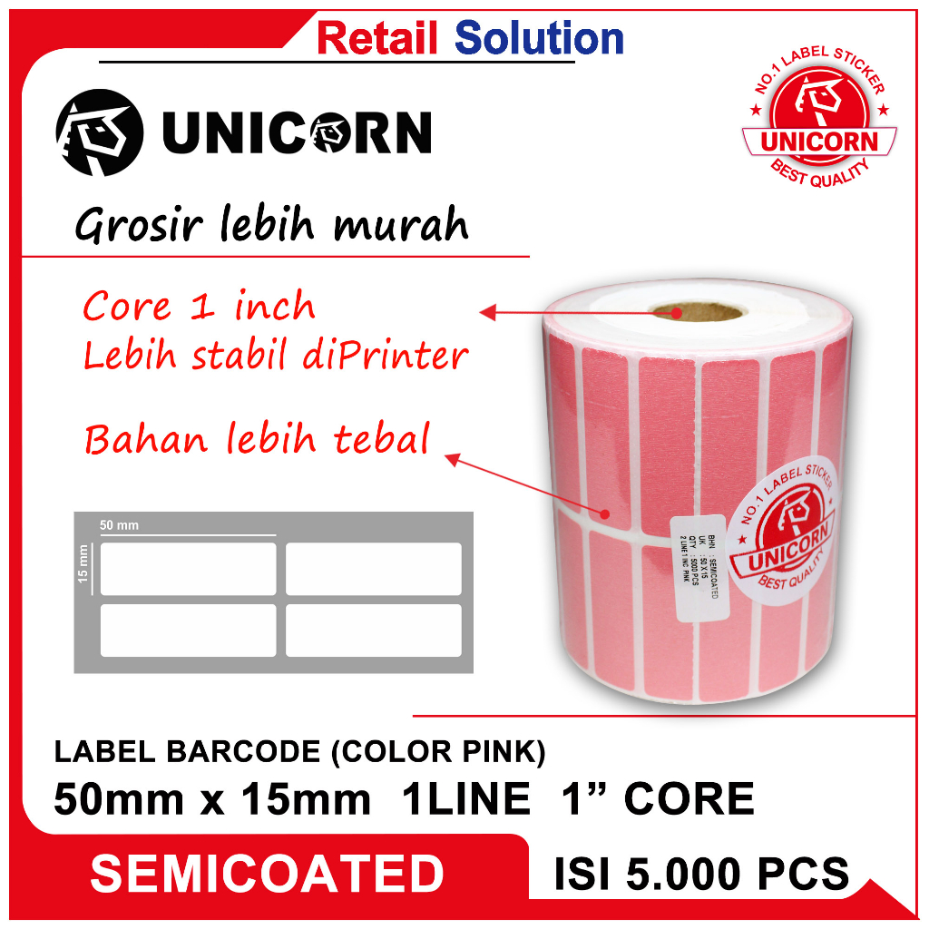 

Stiker Label Barcode Semicoat Warna 50x15mm / 50x15 mm / 50 x 15 mm