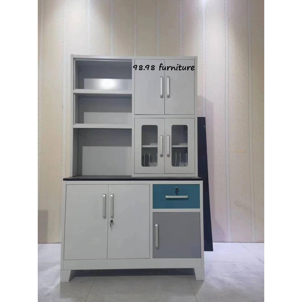 Lemari Sayur Import Plat Besi 3 Pintu 120cm Include Rak Piring Anti Air - Medan